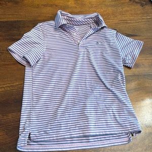 Vineyard Vines large boys Sankaty Performance polo pink and blue stripe size 16